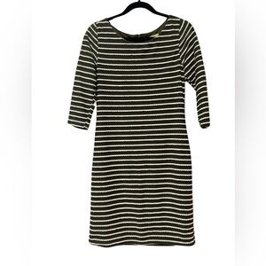 Gianni Bini olive green striped 3/4 sleeve dress